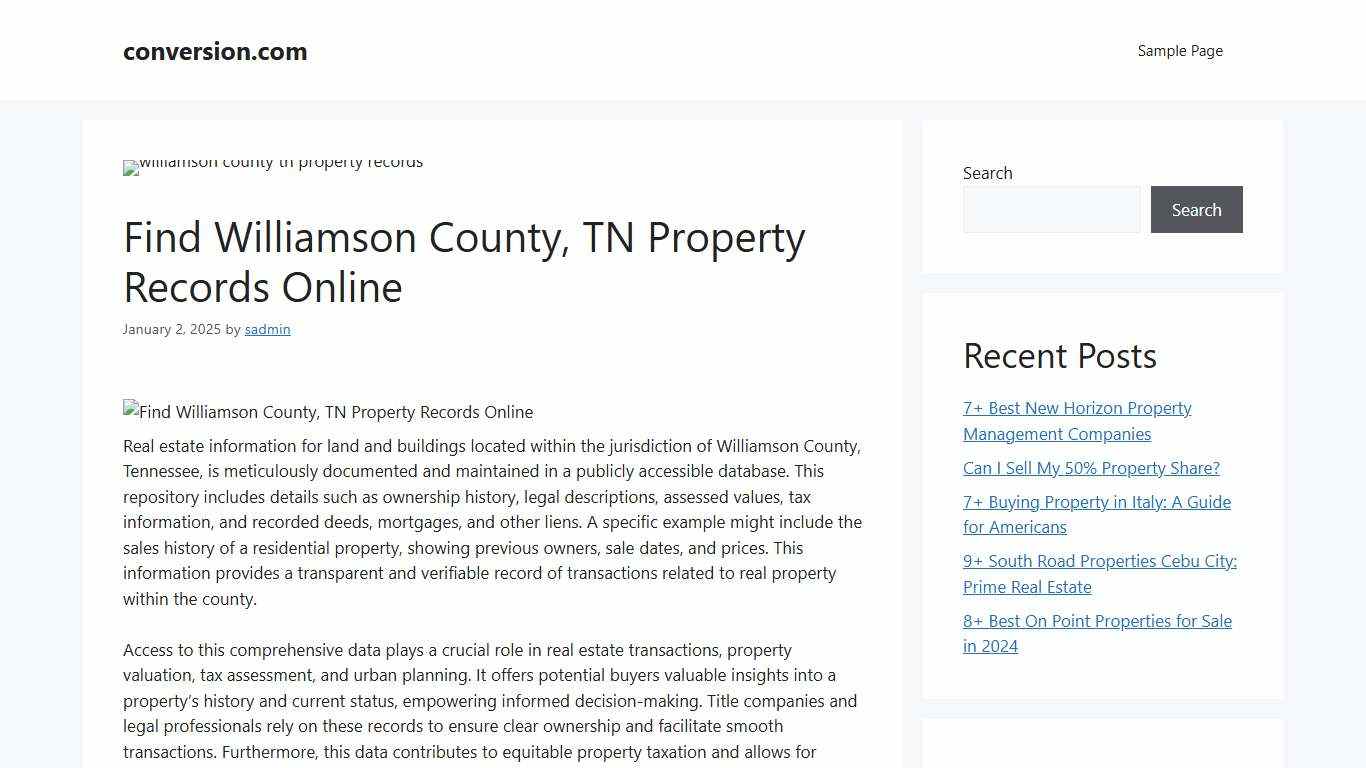 Find Williamson County, TN Property Records Online